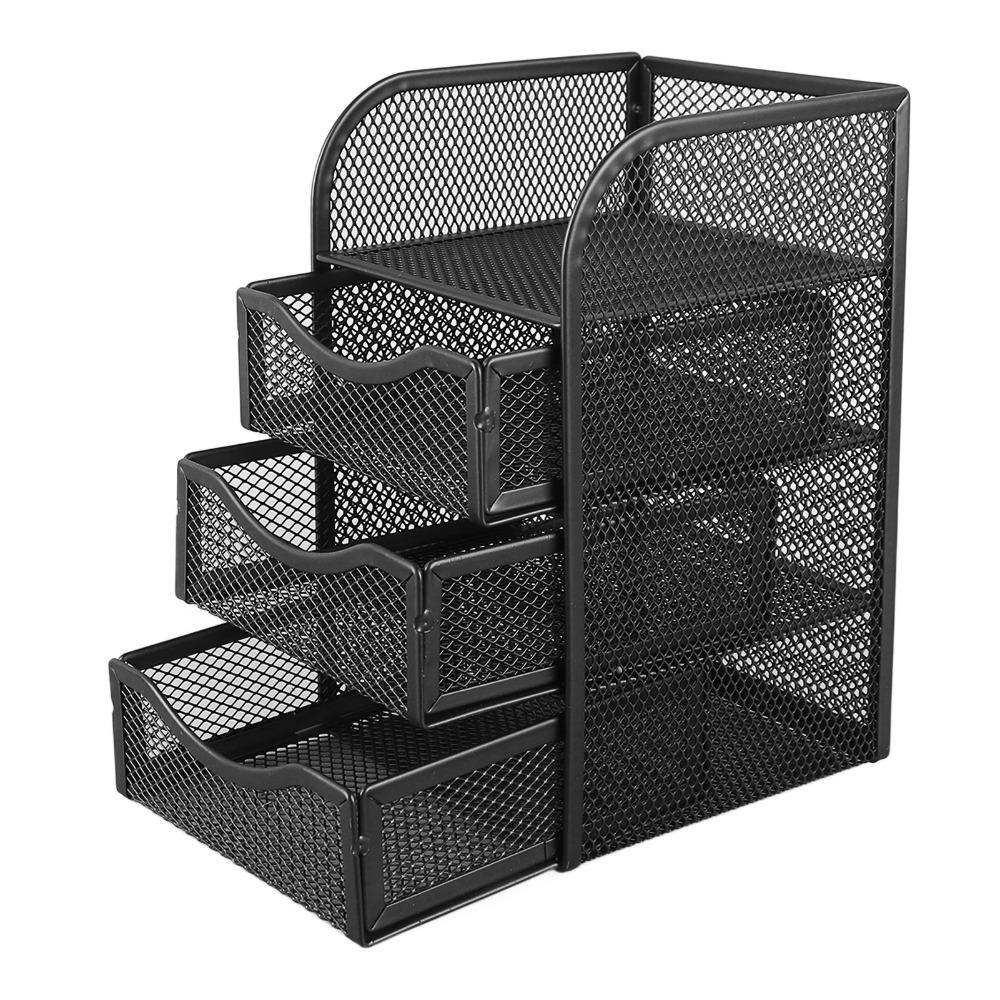 Black Desktop Organizer Metal Stationery Organizer Pen Container Desk Organizer For Home
