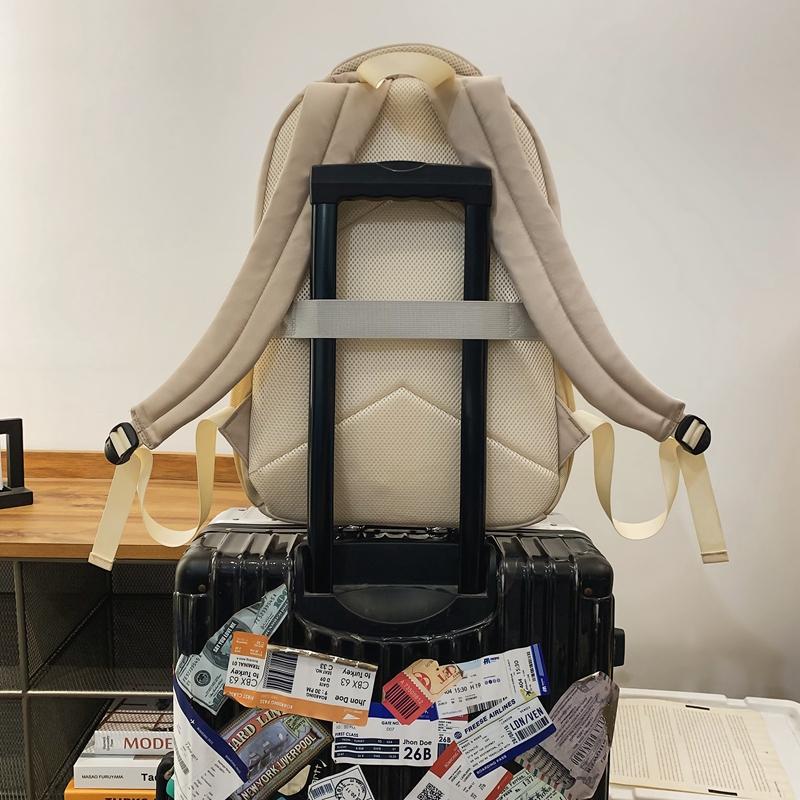 Men Solid Color Backpack Large Capacity Computer Bag Travel Couple Backpack Student Schoolbag