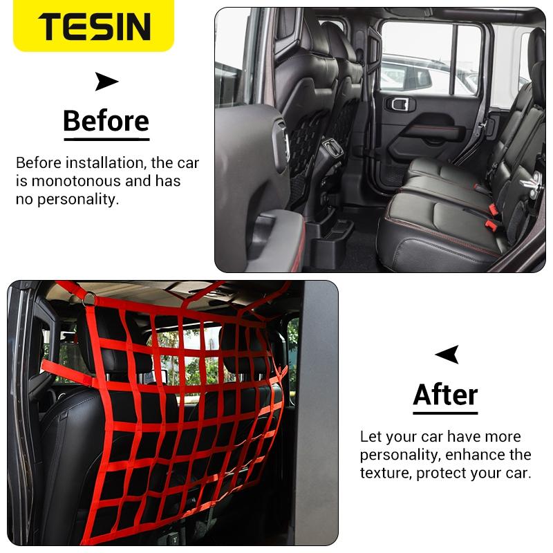 Plasă de izolare pentru scaunul din spate al mașinii cu 2/4 uși, barieră pentru scaunul din spate pentru animale de companie, plasă de separare pentru mașină pentru Jeep Wrangler JK JL JT