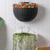 Wall Mount Planter With Rattan Style Wicker Design For Indoor Garden Decor