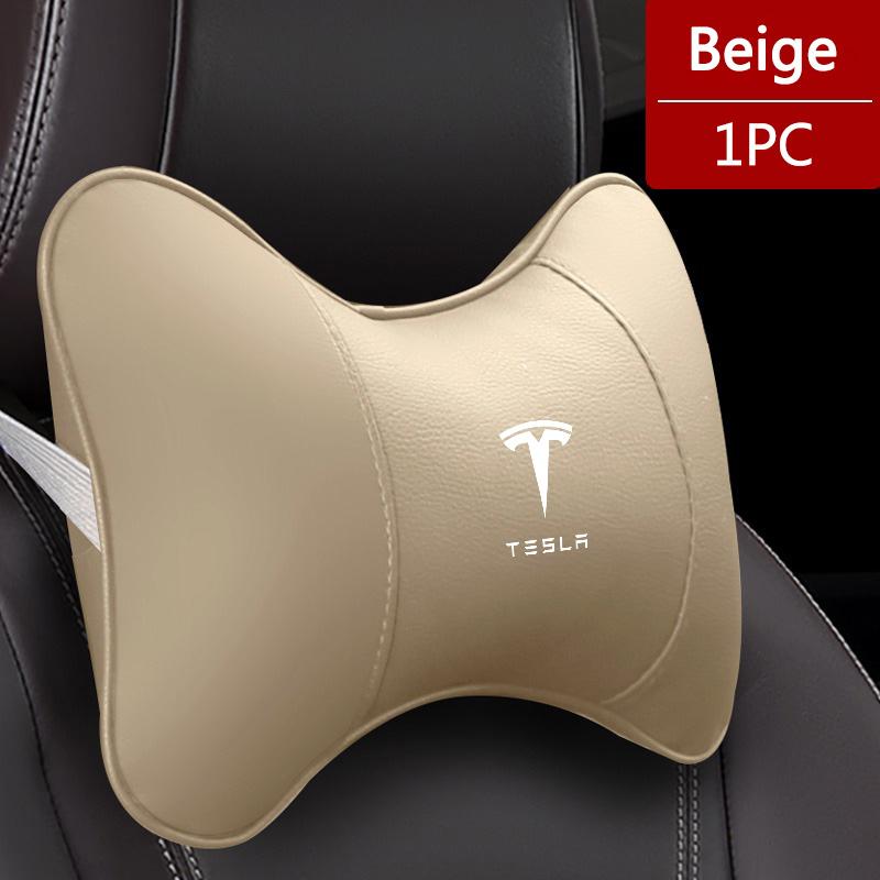 PU Leather Car Seat Neck Pillow Headrest Rest Cushion For Tesla Model 3 Model S X Model Y Roadster SpaceX Interior Accessories