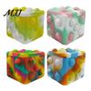Baby Teething Toy Stress Relief Macaron Gradient Color Food-Grade Silicone Bubble 3D Cube Sensory Fidget Popper Hand-Eye Coordination Development