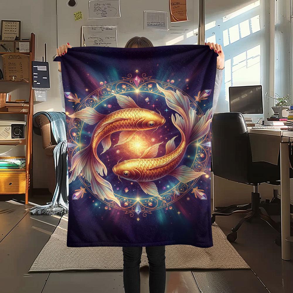 1Pc StarAnimals Print Flannel Blanket, High quality Comfortable for All Seasons, Home Decor, Warmth and Comfort, Perfect for Christmas Gifts