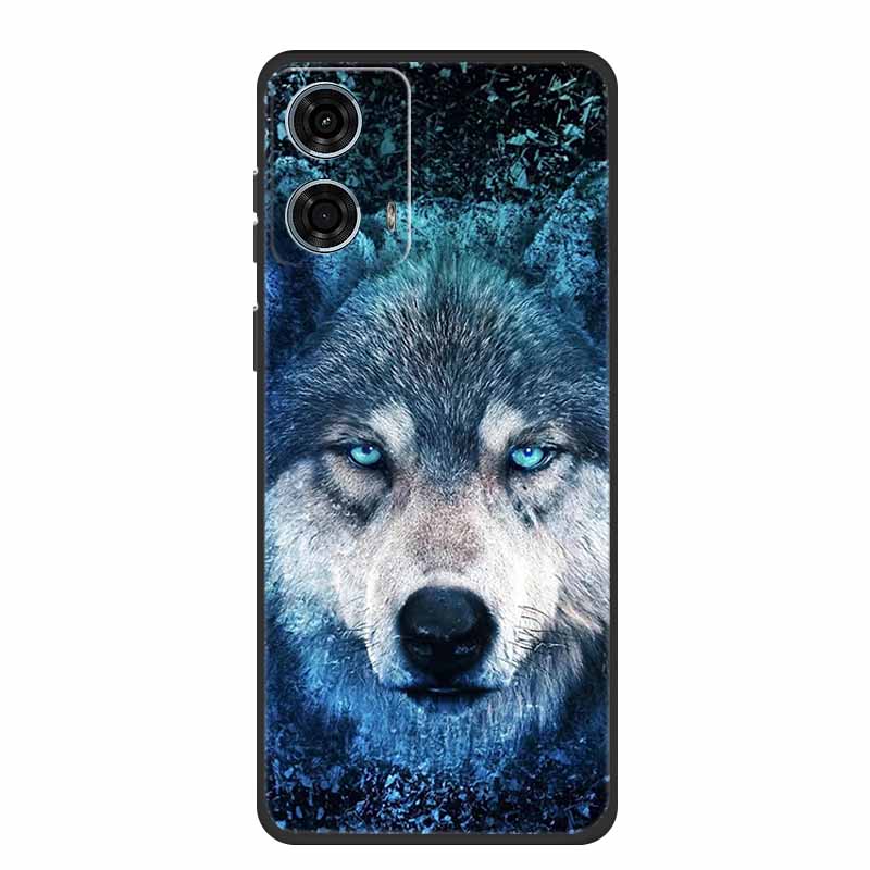 Pentru Motorola Moto G24 Power Carcasă Silicon Lup Leu TPU Moale Carcasă Telefon Pentru Moto G24 Power Capac Spate Desene Animate Carcasă Rezistentă la Șocuri