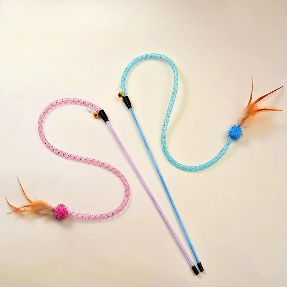 Cat Toys Chew Ropes New Interactive Cat Feather Toys Cat Stick Elastic Mesh Tube Toy Rod Kitten Interactive Toys Pet Wand