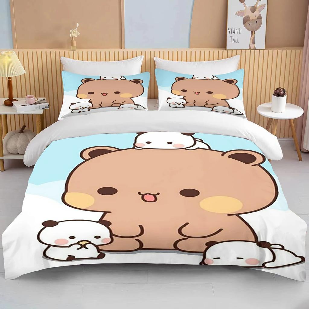 Bubu Dudu Cartoon Cute Bear Kawaii Christmas Gift King Twin Double Boys Bedding Set Microfiber or Polyester Duvet Cover Set