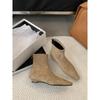 French Low Heel Suede Back Zipper Boots Women'S Boots Autumn And Winter Kitten Fleece Skinny Boots Heel And Ankle Boots