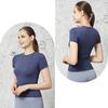 Women Sports Top Solid Color High Elastic Quick Drying Workout Shirt Short Sleeve Crew Neck Gym Apparel for Yoga Fitness