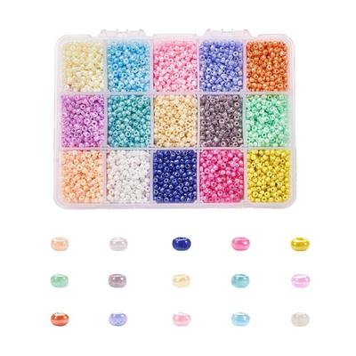 15-Color Glass Rice Beads Set Handmade Bracelet Beading Material DIY Rice Beads Jewelry Making Accessories About 7500pcs