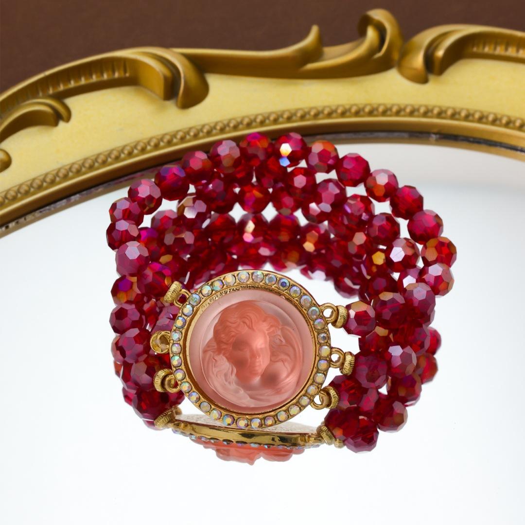 Medieval Vintage Retro Heavy Industry Diamond-Set Temperament Versatile Point Diamond, Marked Kf Opal Bracelet