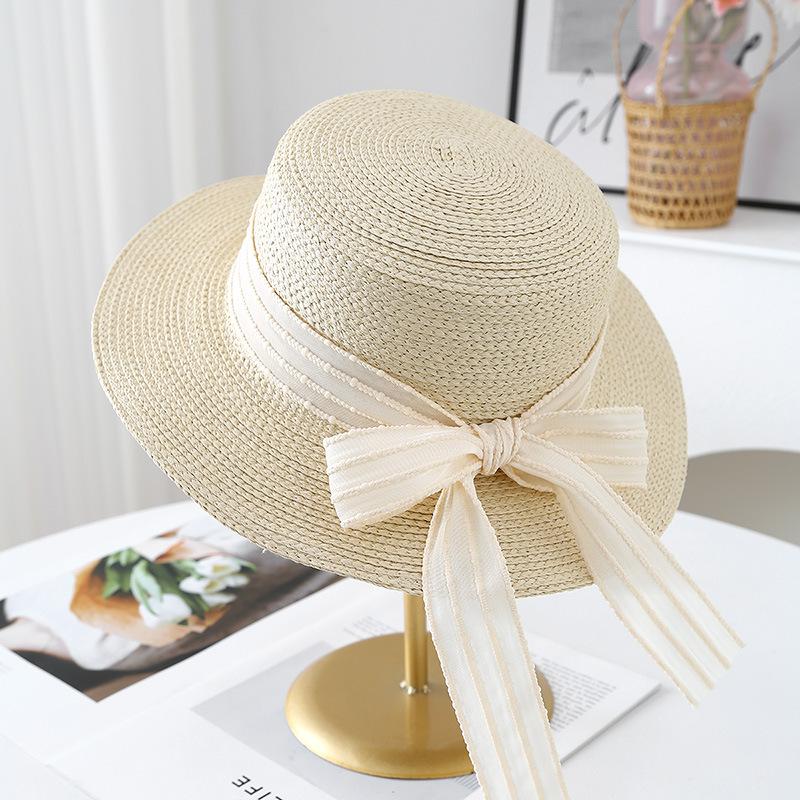 

New Women Summer Japanese Sweet Bucket Hat Breathable Sun Hat Elegant Flat Top Hat Visor Bowknot Casual Beach Cap 55-57cm белый