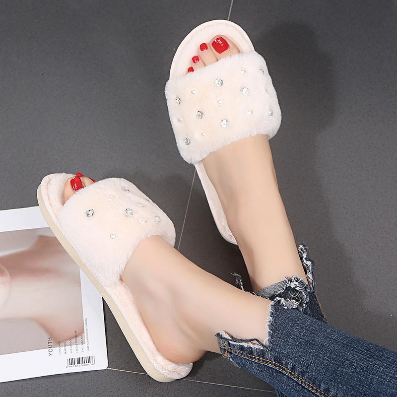 

Модные Шикарные Тапочки-Шлепанцы с Морскими Звездами и Жемчугом для Женщин, Удобные, Теплые, из Искусственного Меха, Хлопковые Тапочки для Спальни, Женские Зимние Плюшевые Шлепанцы 36-37