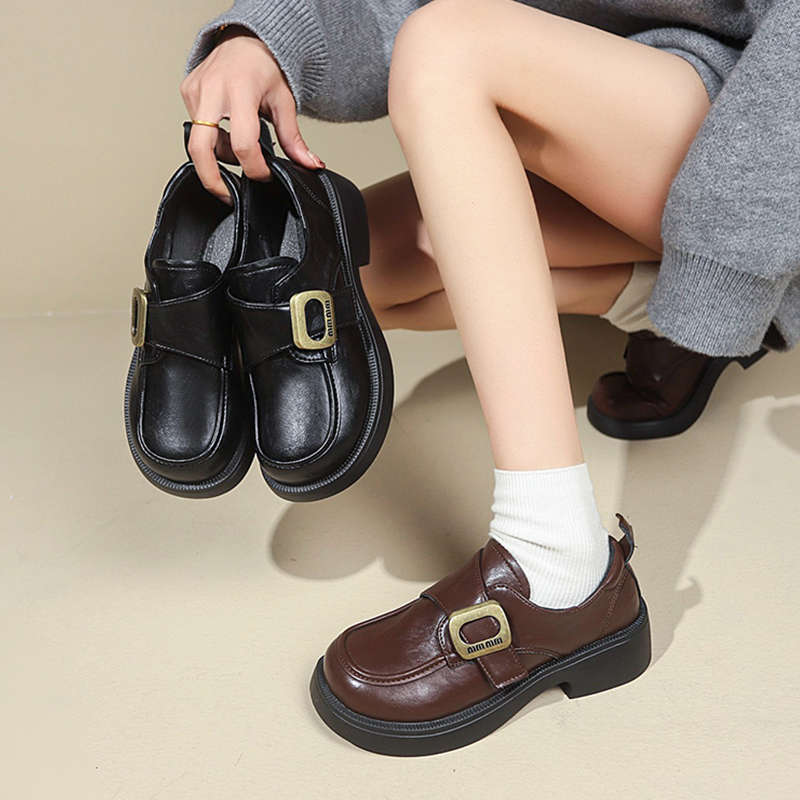 Small Leather Shoes Women's British Style New Spring and Summer Versatile Skirt Black Jk Single Shoes Commuter Soft Sole