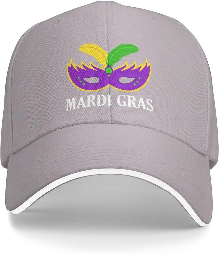 Mardi Gras Mask Print Baseball Cap Polyester Adjustable Casual Sports Summer Hat for Men Women
