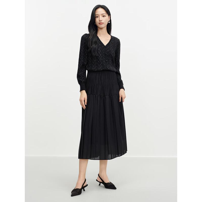 JUZUI Elegant Glossy Wool & Cashmere Knit Cardigan
