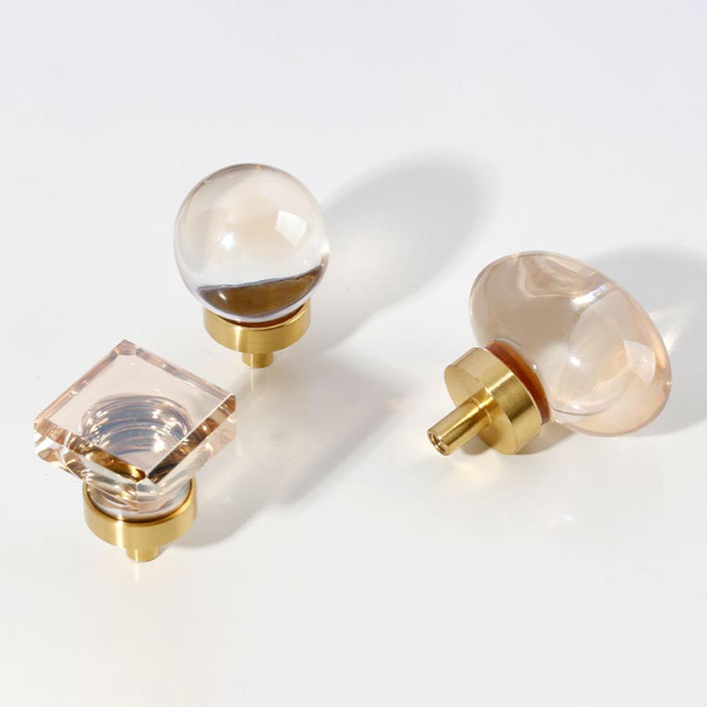 8062 Brass Crystal Egg-Shaped Drawer Pull Knob Cabinet Furniture Wardrobe Luxury Door Handle