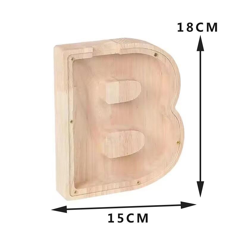 Twenty-Six English Alphabet Moneybox Coin Money Piggy Bank Wooden Letter Saving Box Desktop Ornament Home Decor