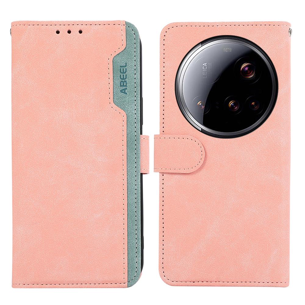 

ABEEL For Xiaomi 15 Ultra Case Color Splicing Leather Flip Phone Cover RFID Blocking Pink