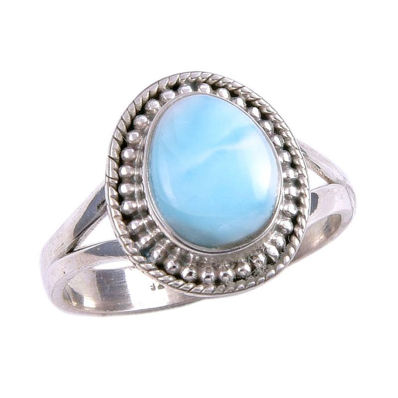 Šperkový prsteň Natural Republic Larimar Gemstone 925 Sterling Silver Veľkosť 7,5 z0d83