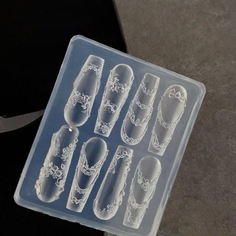Sculpted Frame Nail Art Silicone Mold Flexible Reusable Template for Resin Charms Creative Crafting Accessories Manicure