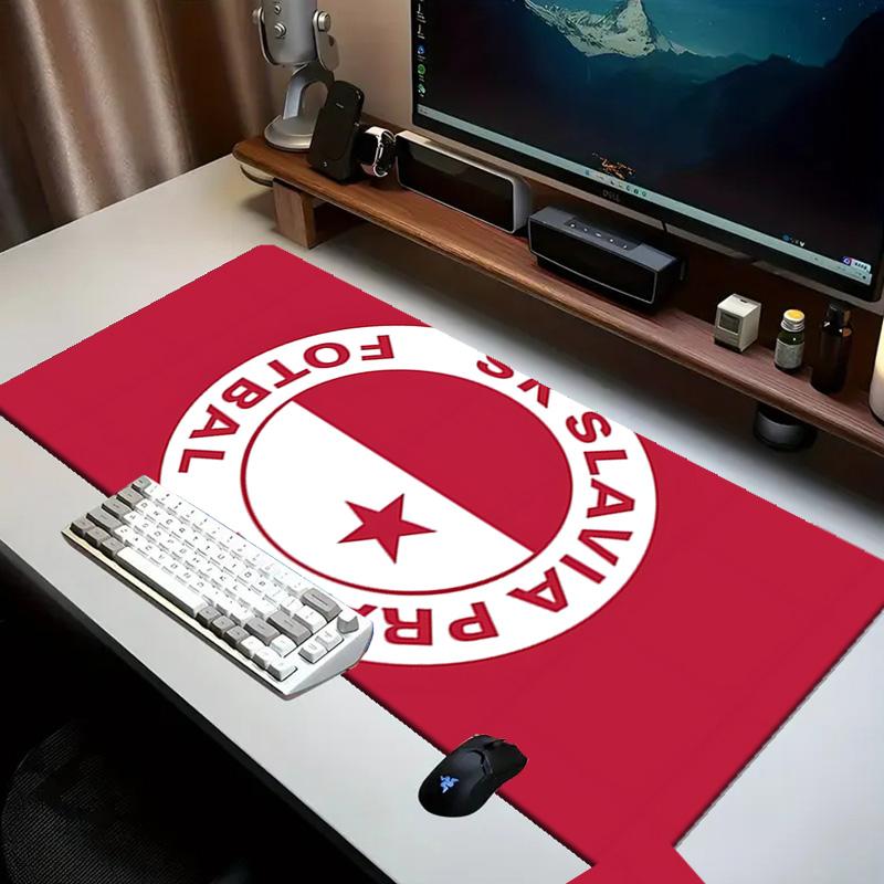 Red And White Prague Football Mouse pad Office Desk Mat, Gaming Mouse Pad Mousepad, keyboard pad,Heavy-Duty Non-Slip Rubber Backing, Gift