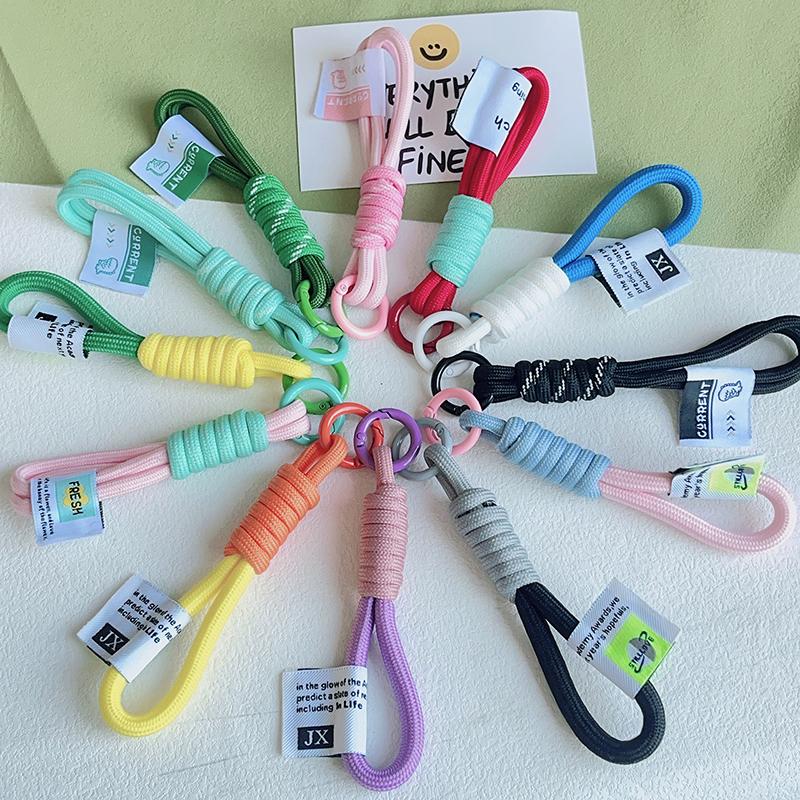 Colorat împletit frânghie curea breloc pentru telefon caz femei Anti-pierdere mașina brelocuri geantă agățat accesorii breloc