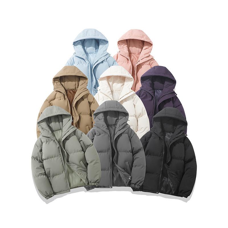 Winter Couple Cotton-padded Clothes Men's and Women's Hooded Thickened Warm Explosive Items Two Open Solid Color Trendy Coat Men's Bread