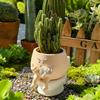 Funny Face Toilet Planter Decorative Resin Head Plant Pot Cute Face Planter with Drainage Hole for Succulents Small Houseplants Outdoor Use