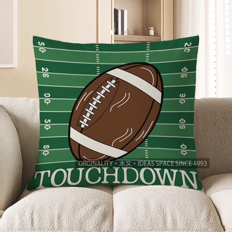 Home Decor Football Touchdown Throw Pillow for Fans Pattern Cushion Cover Suitable for Sofa Bedroom Car Pillow Cover