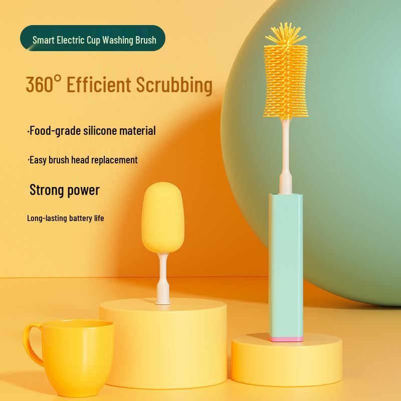Long-lasting Electric Baby Bottle Cleaning Brush with Food-Grade Bristles for Powerful and Efficient Cleaning - A Must-Have for Moms and Babies.