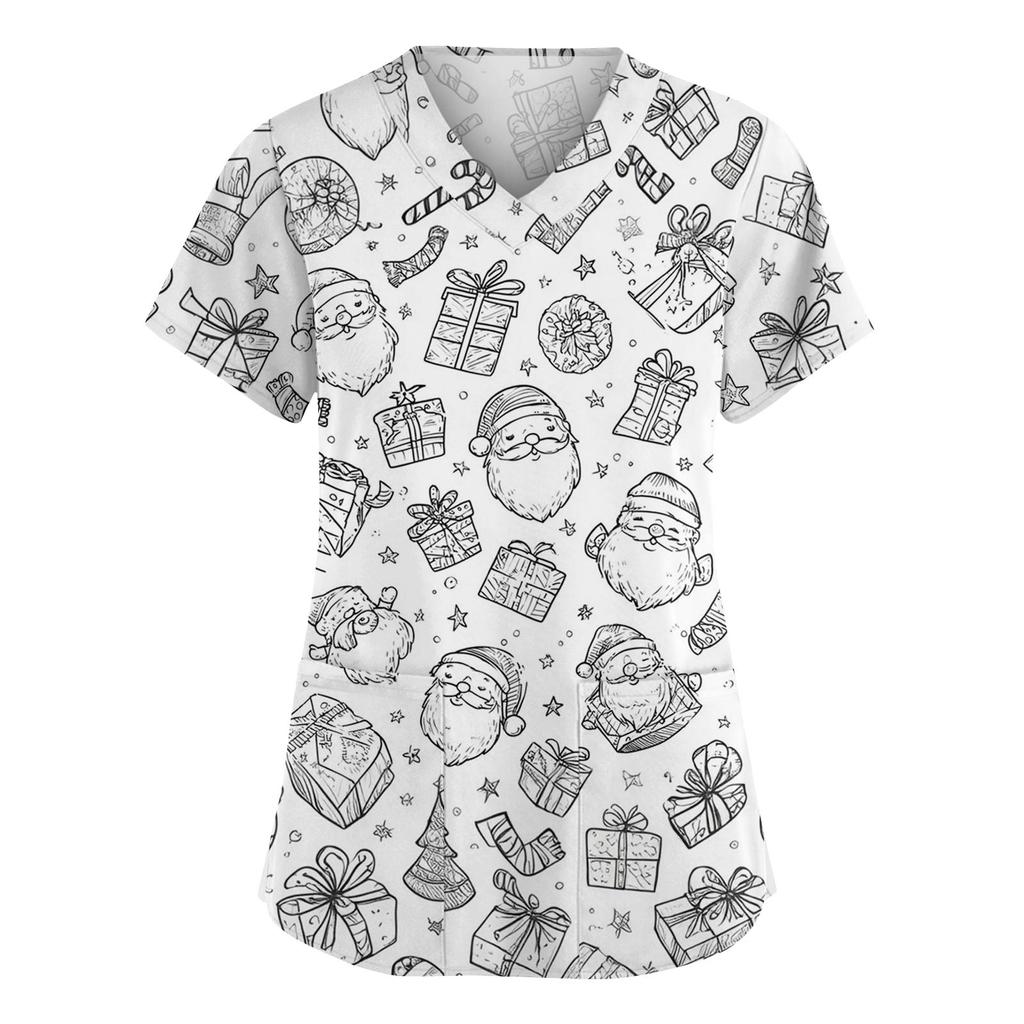 Γυναικεία Μόδα Ολόσωμη Φόρμα V-Λαιμόκοψη Κοντομάνικη Με Τσέπες Μπλούζες με Μοτίβο Ρούχα