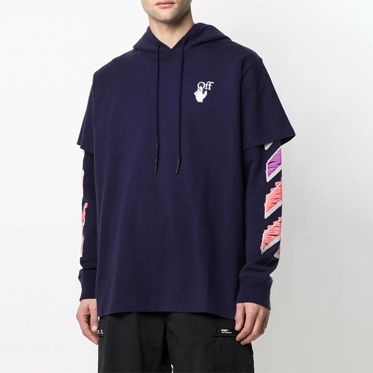 Off-White Ss21 Layered Hoodie Men Tops Purple OMBB051R21FLE0024632