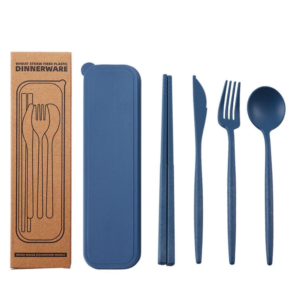 Set Ustensile Reutilizabile 8 culori Noi Bețișoare Cuțit Furculiță și Lingură Accesorii Portabile pentru Cutia de Prânz Utilizare Zilnică cu Etui Veselă