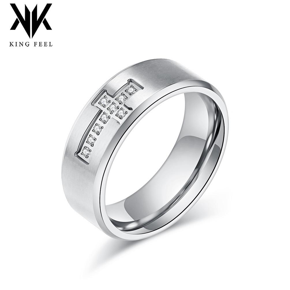 Diamond Cross Titanium Steel Ring Engraved with AAA Zircon Index Finger Ring Personalized Light Luxury Hand Jewelry