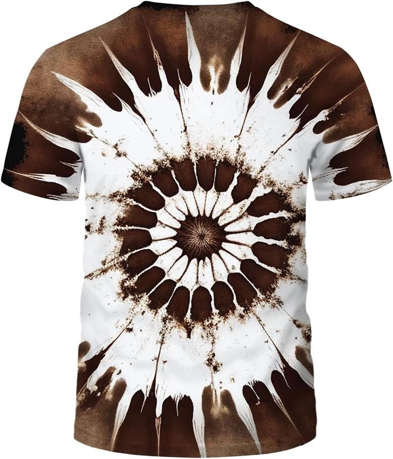Gradient Tie Dye 3D Printed T-shirt with Fun Spiral Pattern and Comfortable Short Sleeved Tops for Summer Men's Hip-hop Street O-neck Clothing
