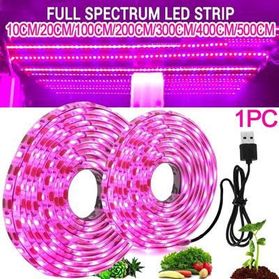 USB LED Full Spectrum Phyto Lamp USB 5V Grow Light Strip 1m 2m 3m 2835 SMD Rostliny Květiny LED Hydroponická zahrada Pěstování rostlin