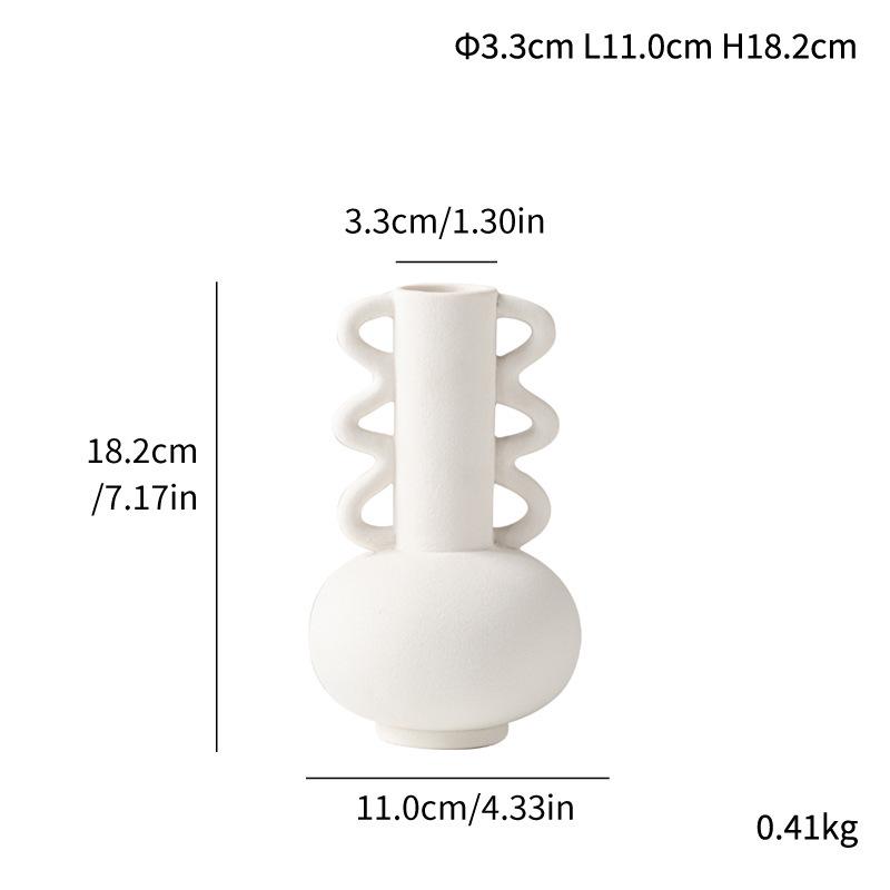 Nordic Long Neck Ceramic Vase: Creative Pottery Ornament for Home Decor