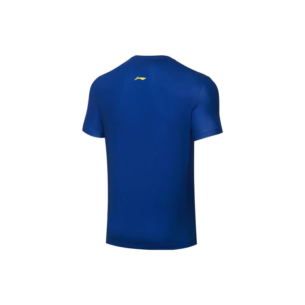Li Ning Table Tennis Elite Series Logo Print Round Neck Quick-Dry Short Sleeve T-Shirt Unisex Tops Shadow-Purple Blue ATST029-4