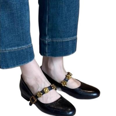 Fashion Fashion Women Shoes Spring New Round Toe Flat Shoes Retro Mary Jane Shoe Anti Slip Women's Ballet Shoes Simple Single Shoe