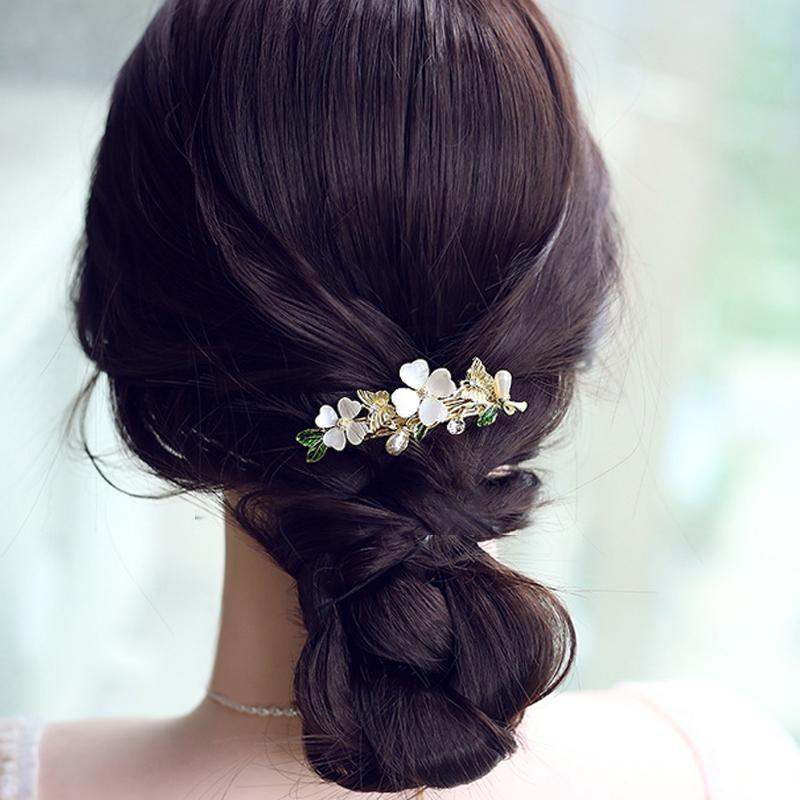 Elegant Floral Hair Barrette, French Clip Spring Hair Claw,  Accents, Bridal Hair Accessory For Half-Up Hairstyles