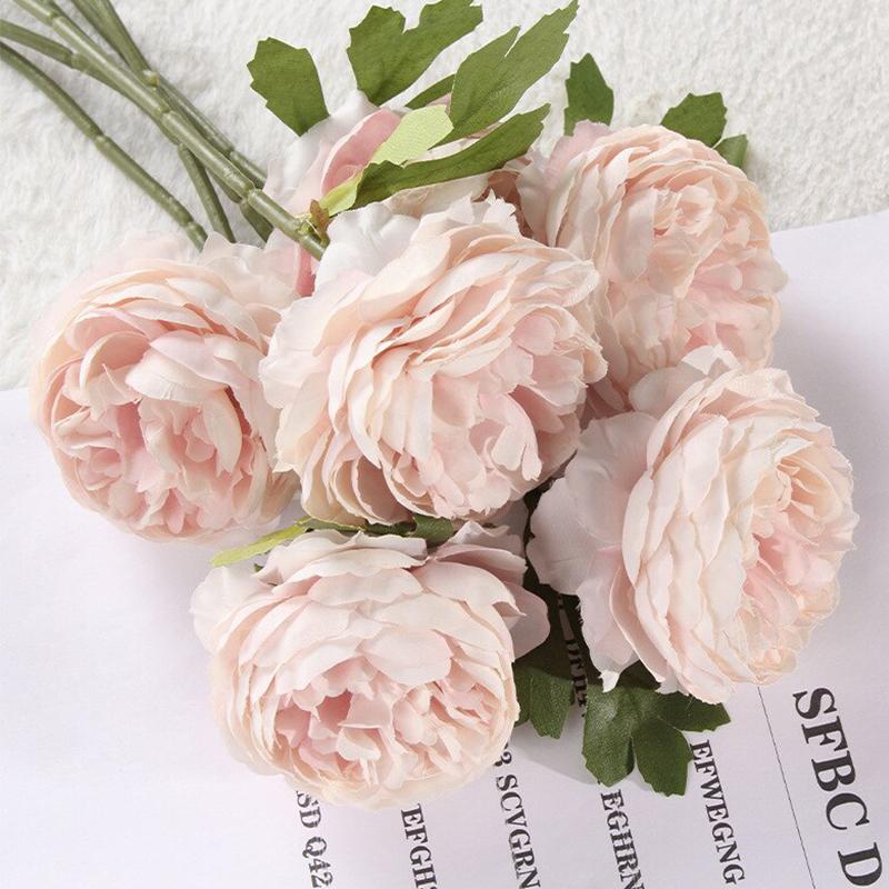 5 PEZZI Fiore Finto Rosa Occidentale Bouquet di Peonie Fiore Artificiale Rosa da Tè Accessori per Parete Floreale Matrimonio Decorazioni per la Casa Oggetti di Scena per Foto