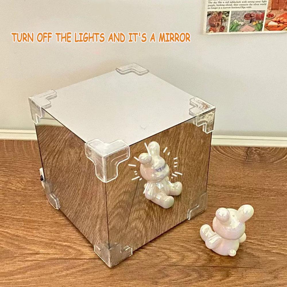DIY Tulip Mirror Cube Lamp Simulation Flower Bedroom Sleeping Table Lamp Handmade Craft Tulips Mirror Night Light Birthday Gift