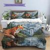 Animal by Forest Waterfall  Pattern Bedding Quilt Set  Home Decoration  Gift (1 * duvet cover + 2 * pillowcase, without core)