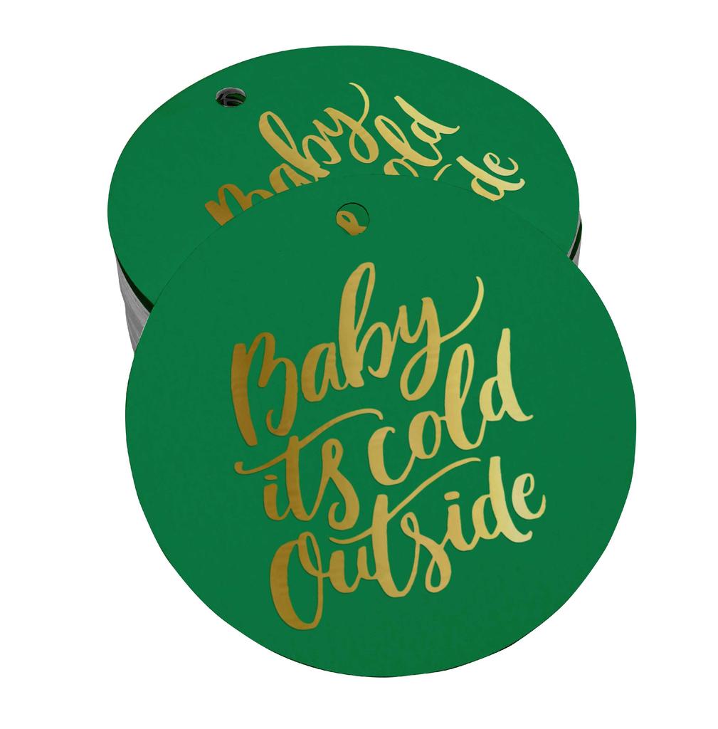 Inkdotpot Real Gold Foil Baby It's Cold Outside Baby Shower Tags Favor Hang Paper Tags 100