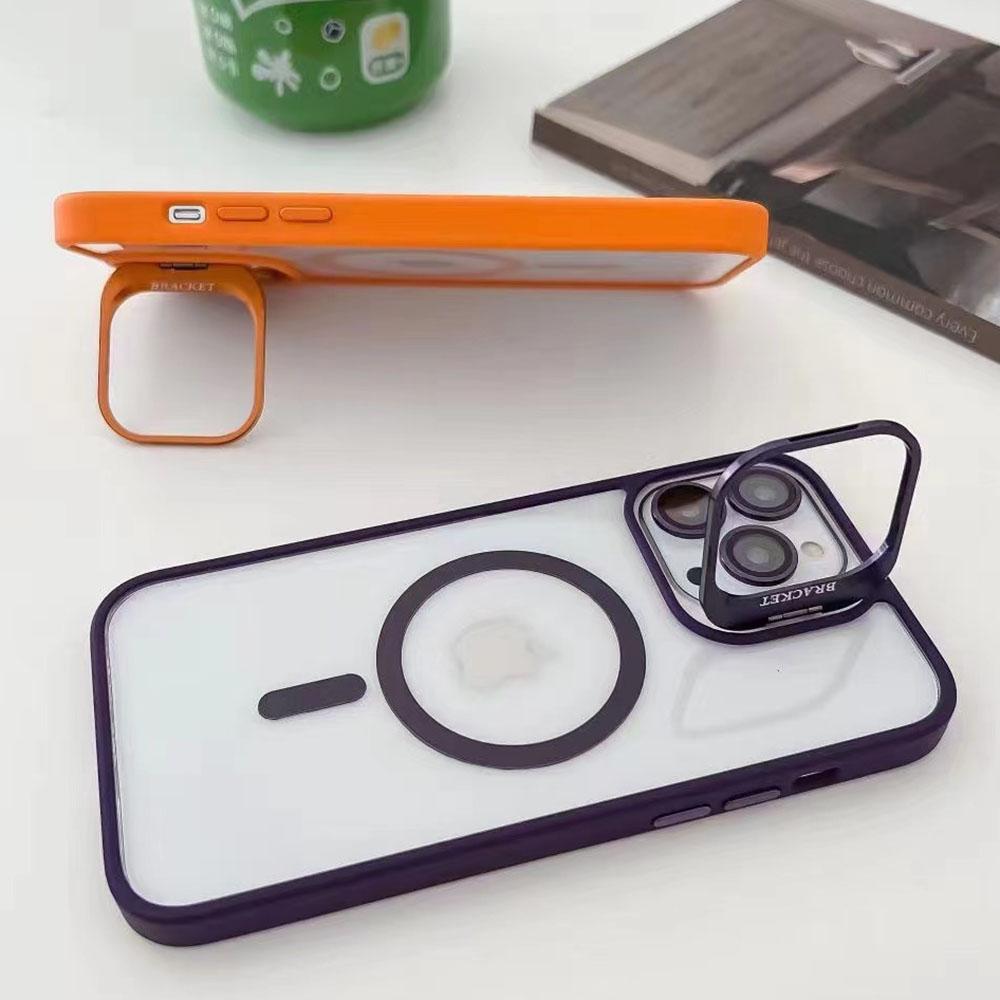 Luxury Magnetic Shockproof Phone Case For iPhone 16 15 14 13 12 11 Pro Max For Magsafe Funda Stand Glass Lens Protector Cover