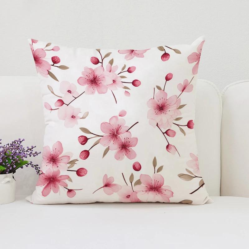 Cushion Cover 50X50 Japanese Cherry Blossom Bed Pillowcases Covers For Bed Pillows Pillow Cases 45X45 Cushions Cover Home Decor