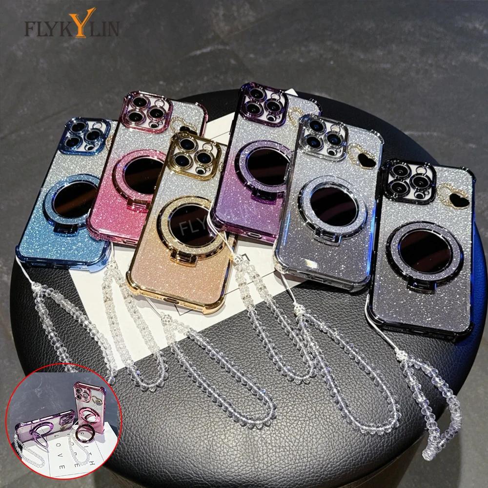 Nárazuvzdorný pokovený kryt na telefon pro Xiaomi Redmi Note 14 13 Pro Plus 5G 4G 11S 12 10S 9 Zrcadlový magnetický držák kryt