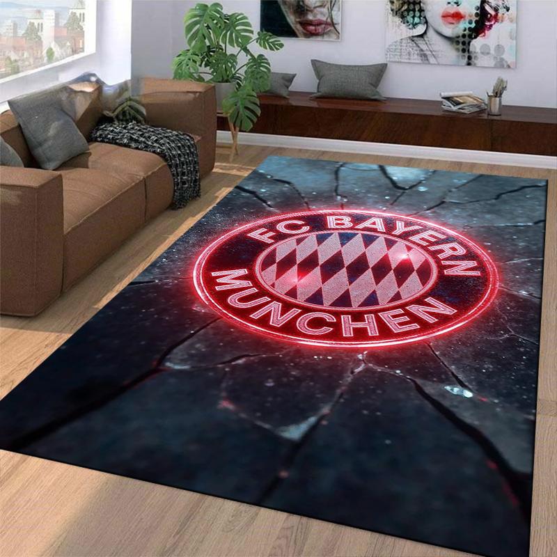 "FC Bayern München Logo Teppich mit Neon-Effekt Riss-Design" Geeignet für den Einsatz als Anti-Rutsch-Matte für Wohnzimmer Schlafzimmer Sofas