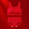 Dragon Year Red Seamless Bridal Underwear Set: Women's No-Wire Bra & Thin Sports Vest