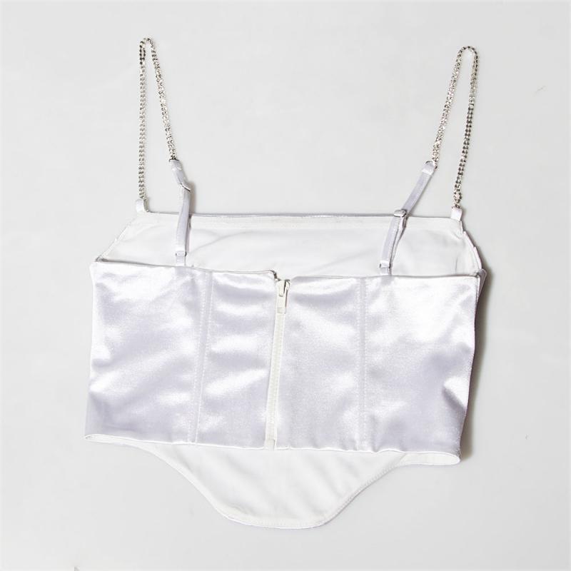 Women's Tops Sexy Hot Satin Undershirt Solid Color Slim Tops Sweet Cool Chain Undershirt